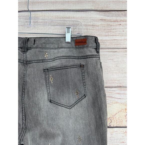Sundance Sequined Tapered Leg Stretch Jeans Womens Size 32 Gray Light Wash Denim - Picture 4 of 13